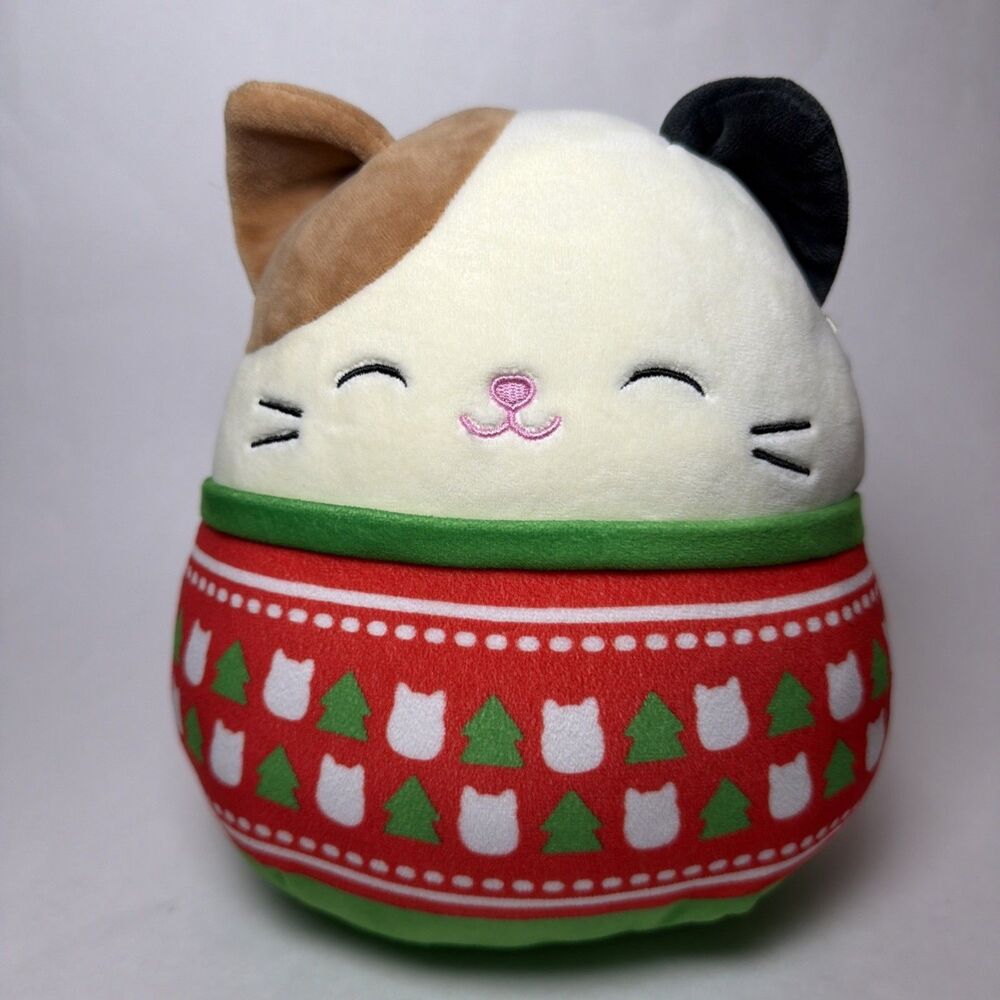 Squishmallows Calico Cat Cam Christmas Sweater Plush 8" Kellytoy